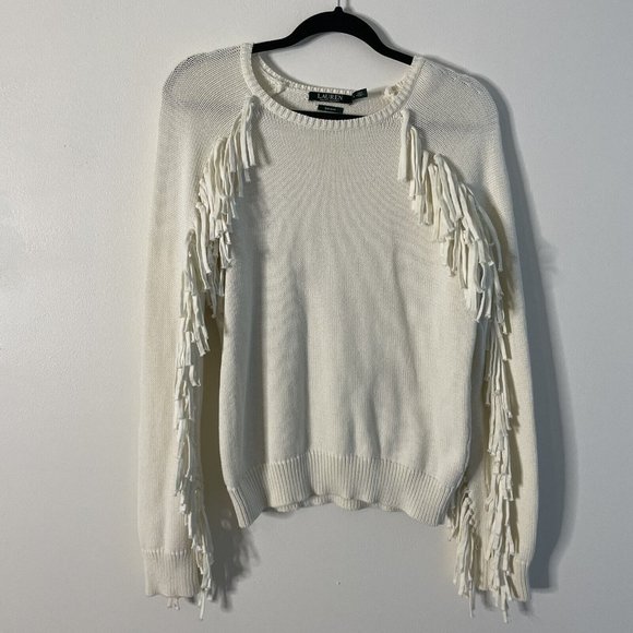 Ralph Lauren Sweaters - Ralph Lauren Denim Woman's Sweater Southwest Cream Fringe Cotton Western